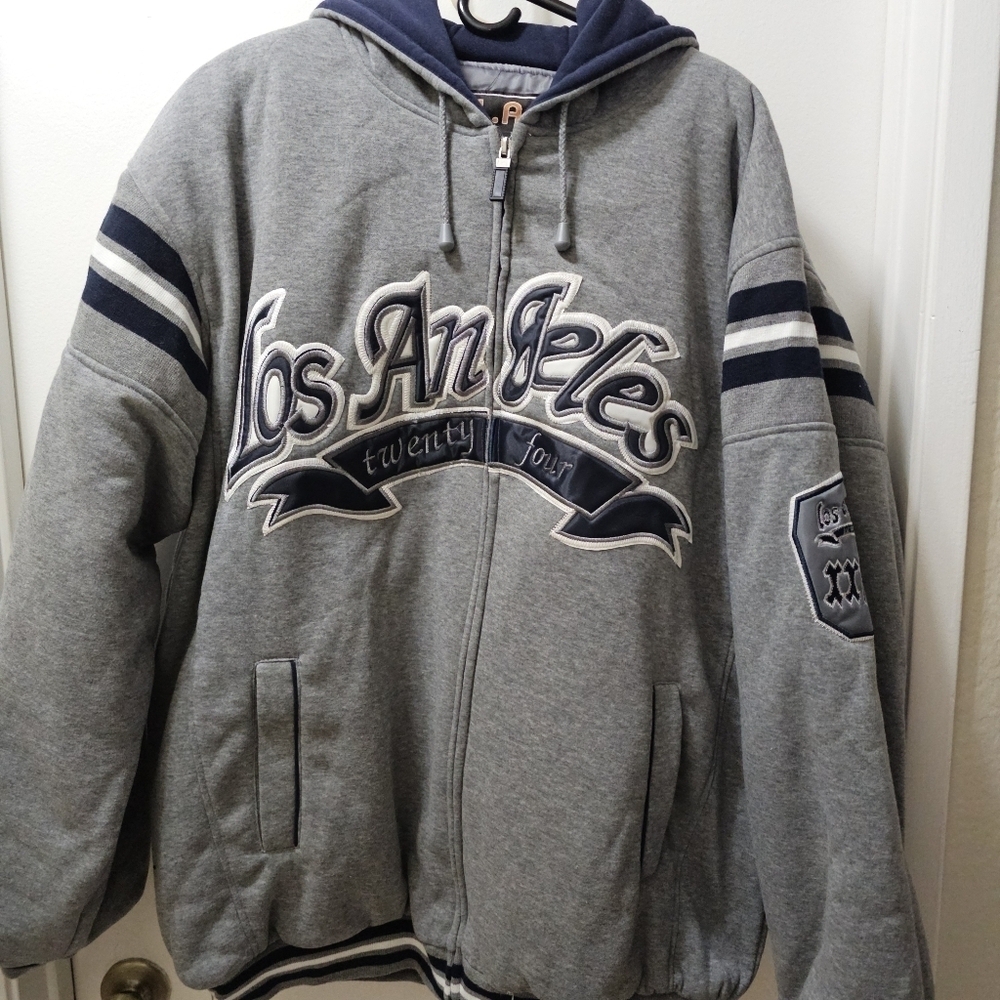 Gray Los Angeles Athelic Full Zip Hoodie 2XL - Picture 6 of 6